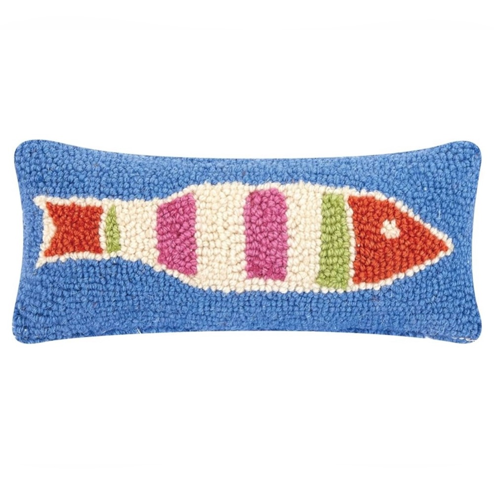 NWT - Peking Handicraft - Pink Red Blue Green Picket Fish Decorative Hook Pillow